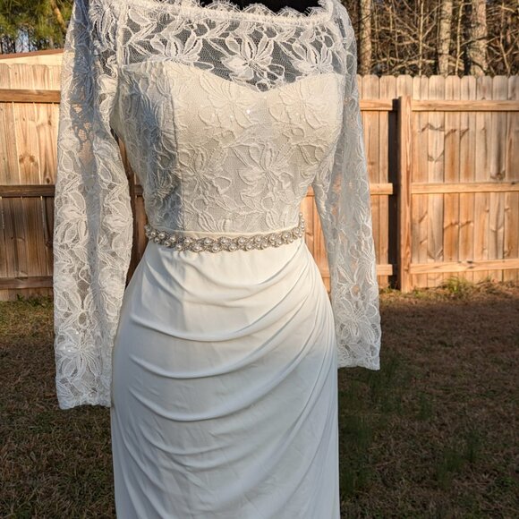 David's Bridal Wedding Gown Size 8 with Sash - Picture 8 of 14